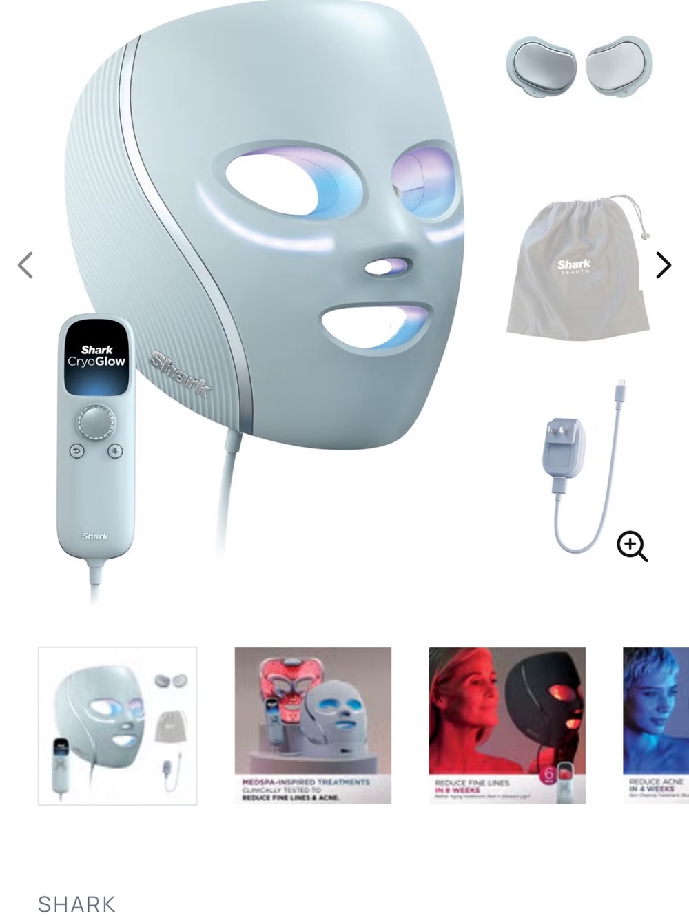 Shark CryoGlow LED Face Mask - Light Blue
